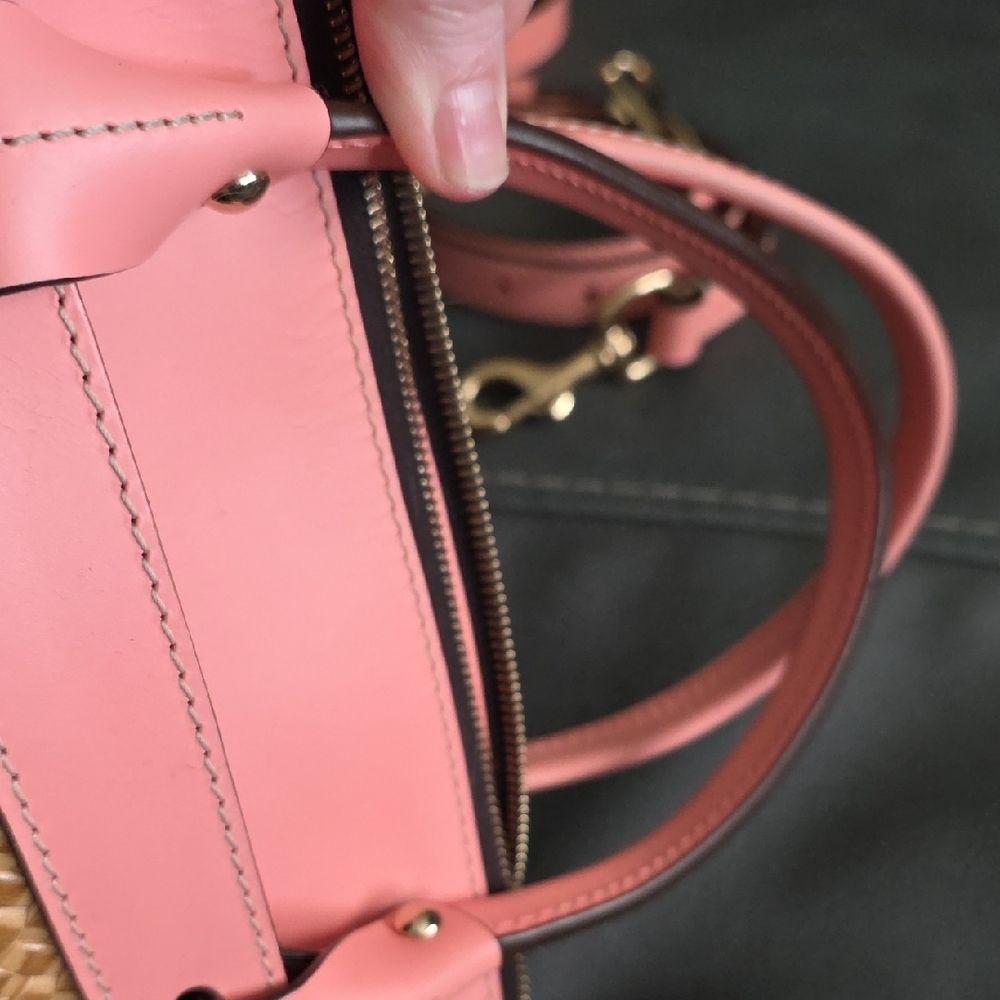 Dooney & Bourke Pink and Tan Woven Satchel Set - Picture 14 of 16